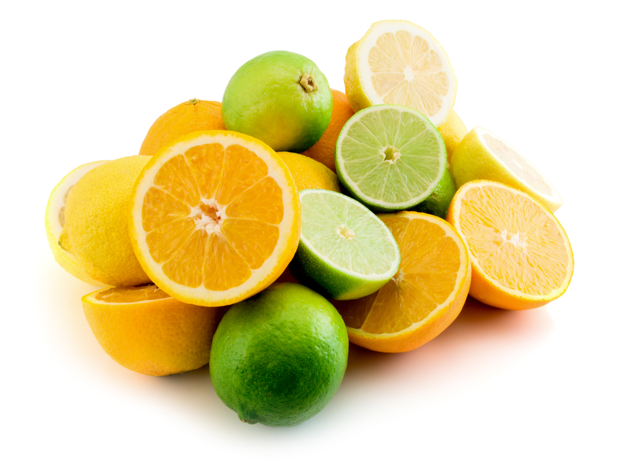 halves of citrus isolated on the white background